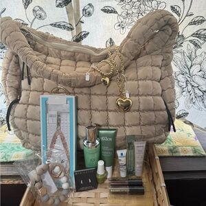 Stuffed Free People crossbody handbag nude Quilted Nylon like new Shoulder Bag